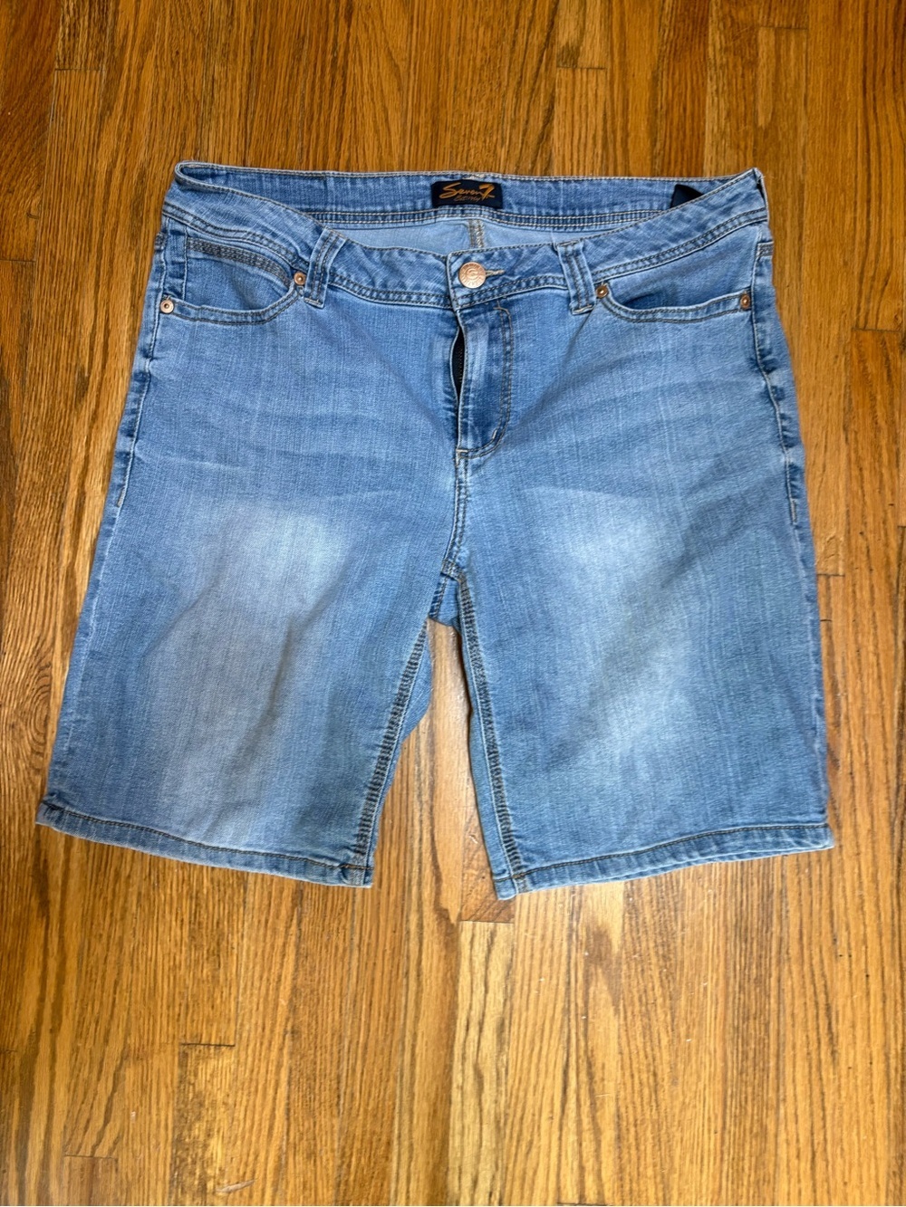 Seven7 Light Blue Denim Bermuda Shorts